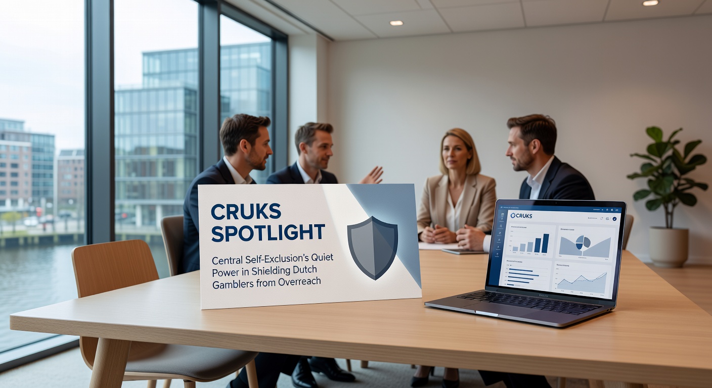 Grafiek met statistieken over CRUKS-uitsluitingen en grafische weergave van beschermingsflow voor Nederlandse spelers
