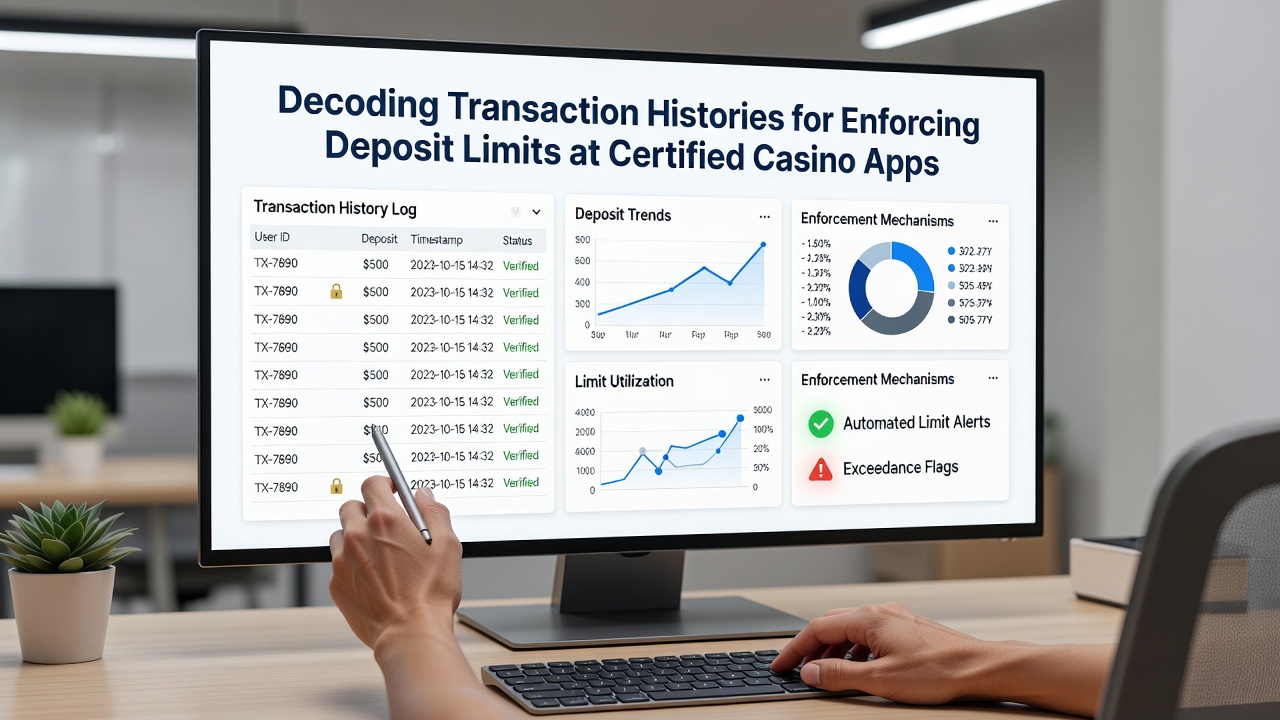 Dashboard met transactieoverzicht en depositolimit-indicatoren in een casino app