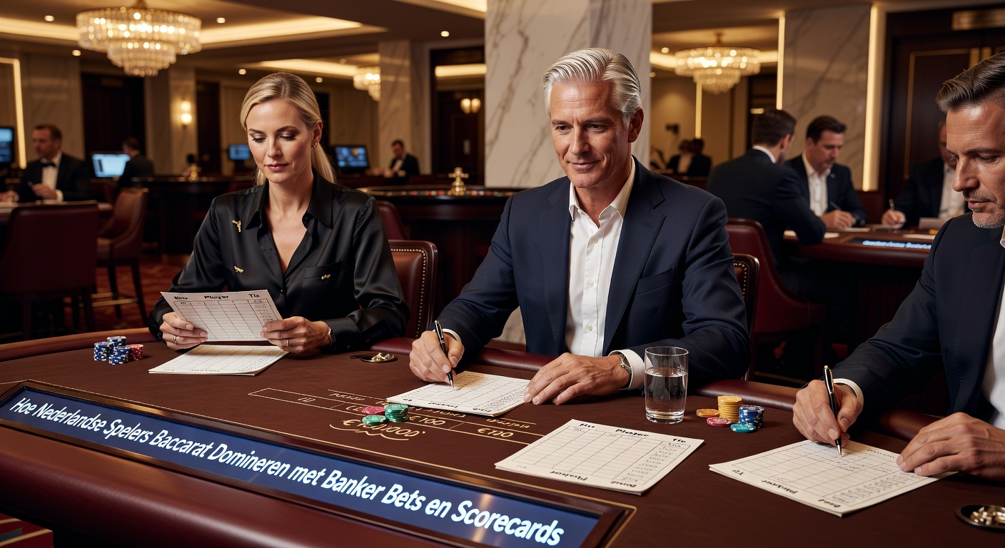 Een gedetailleerde baccarat scorecard met gemarkeerde banker streaks op een digitaal scherm in een Nederlands online casino