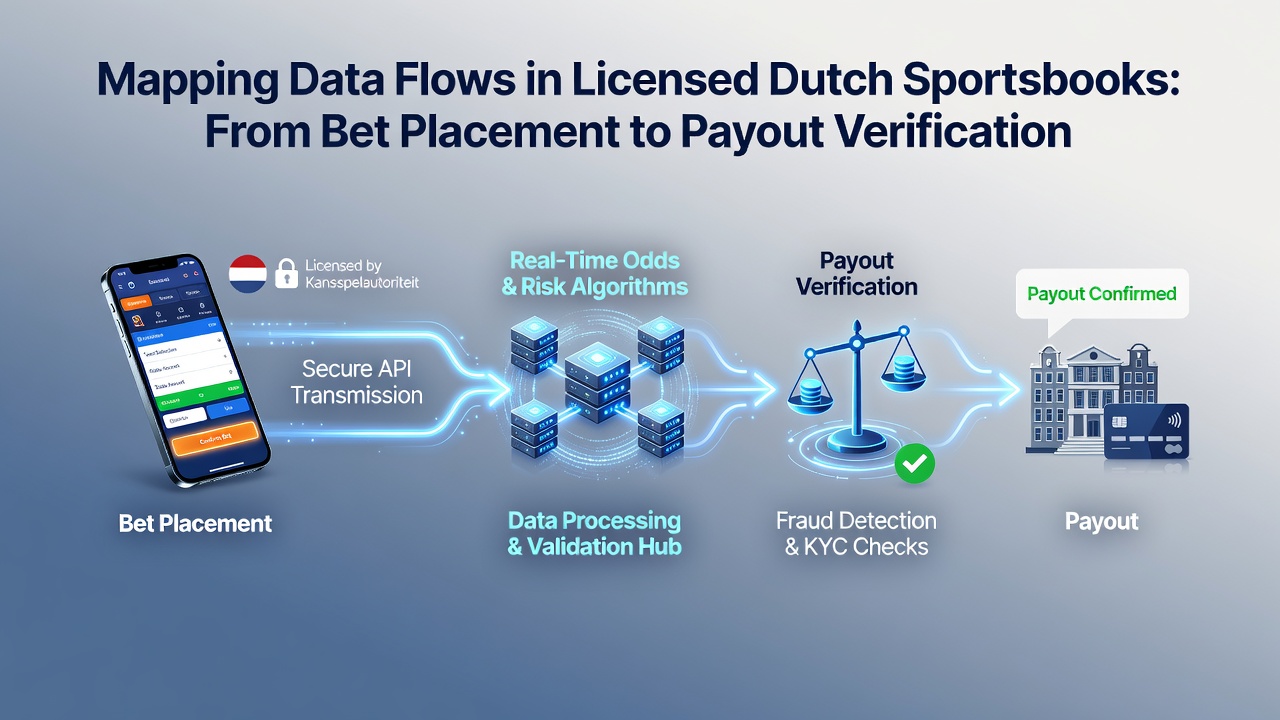Overzicht van datastromen in gelicentieerde Nederlandse sportsbooks van inzet tot verificatie