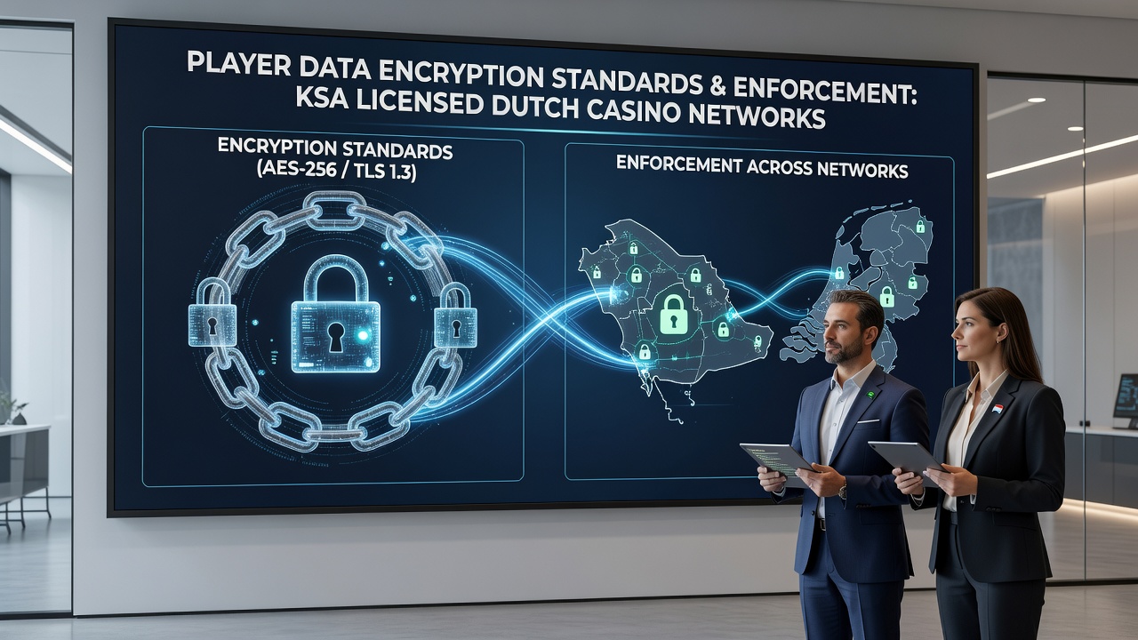 Diagram van dataflow en encryptie in casino netwerken