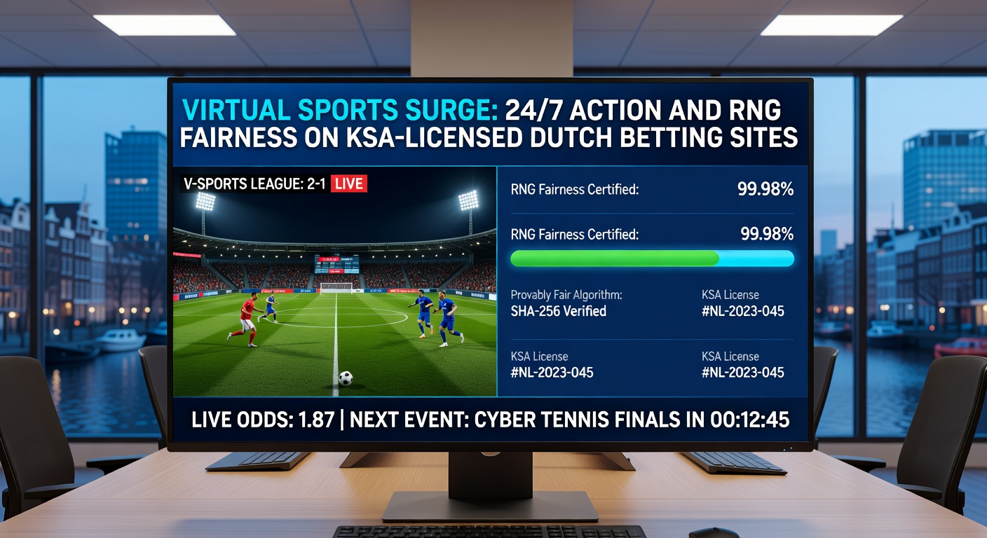 Grafiek met RNG-certificering en virtuele race-odds op een gelicenseerd Nederlands betting dashboard